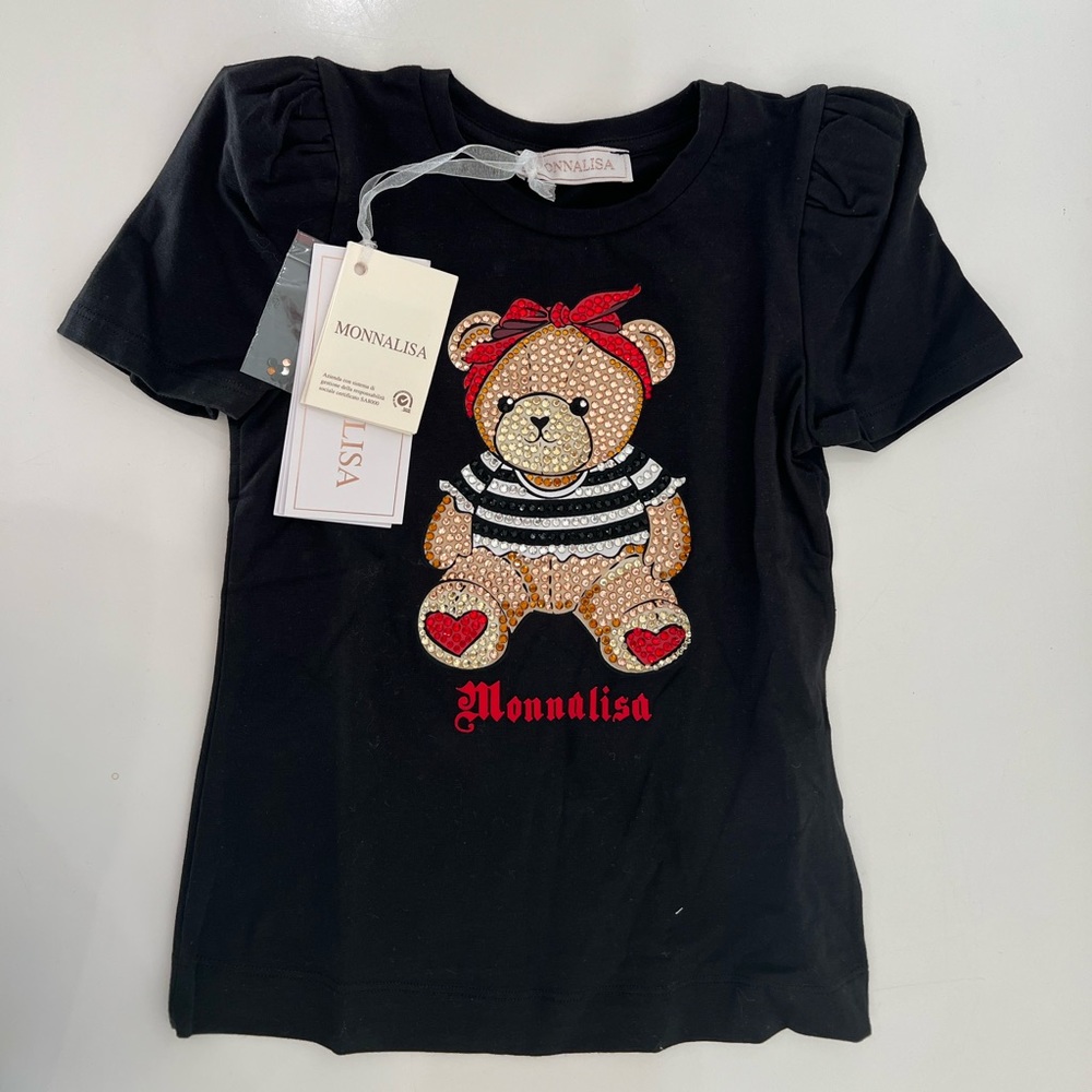 Monnalisa girls rhinestone teddy bear t-shirt